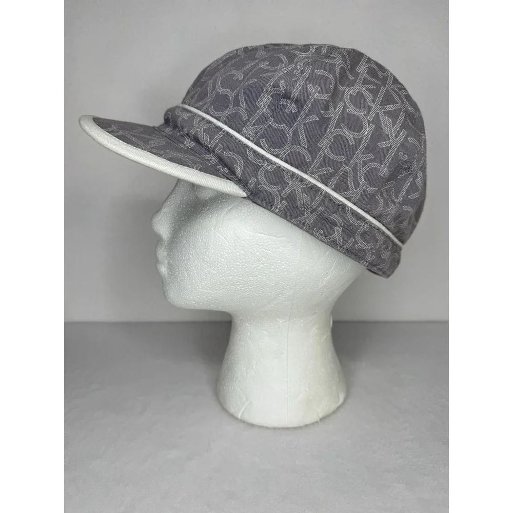 Calvin Klein Fitted Newsboy Caby Shorty Cotton‎ Hat Comrade Logo CK Gray